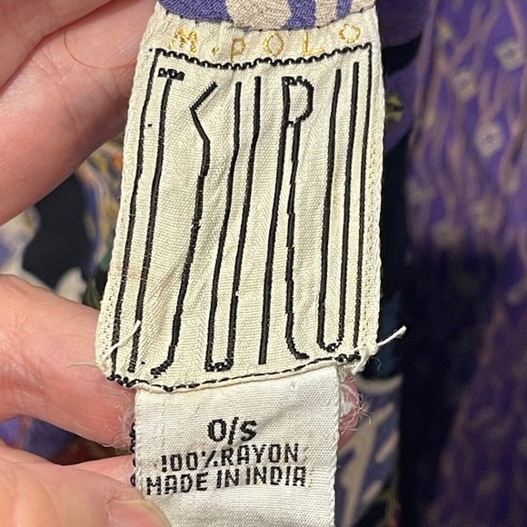 VTG M Polo Tsuru Rayon Kimono Women’s One Size Purple Black Floral Reversible - Picture 6 of 7